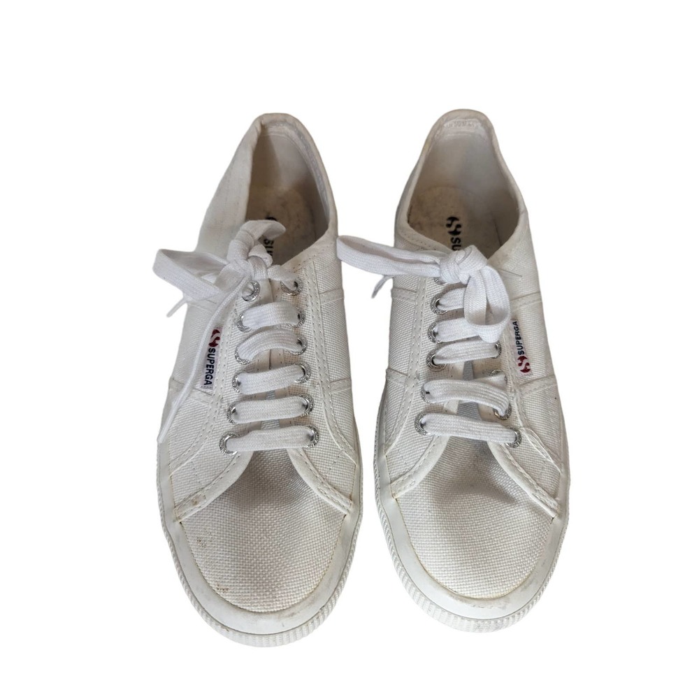 White Superga  canvas low top Lace up cotus Sneakers size 39/8.5